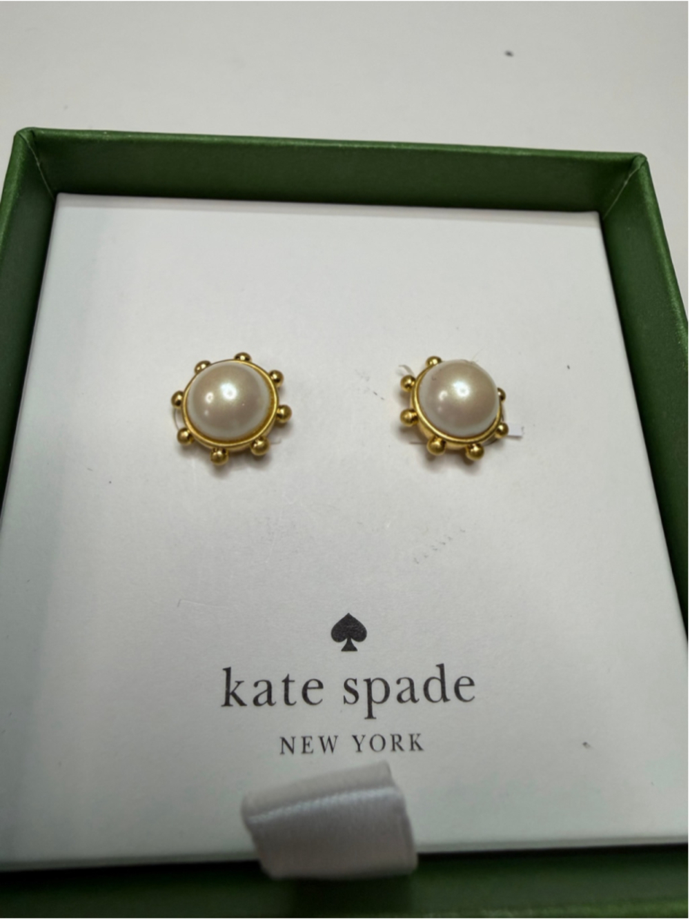 Women's Kate Spade Pearl Stud Earrings, One Size, Cream and Gold